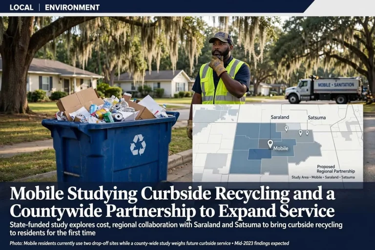 Illustration for the news story: Mobile Studying Curbside Recycling and a Countywide Partnership to Expand Service