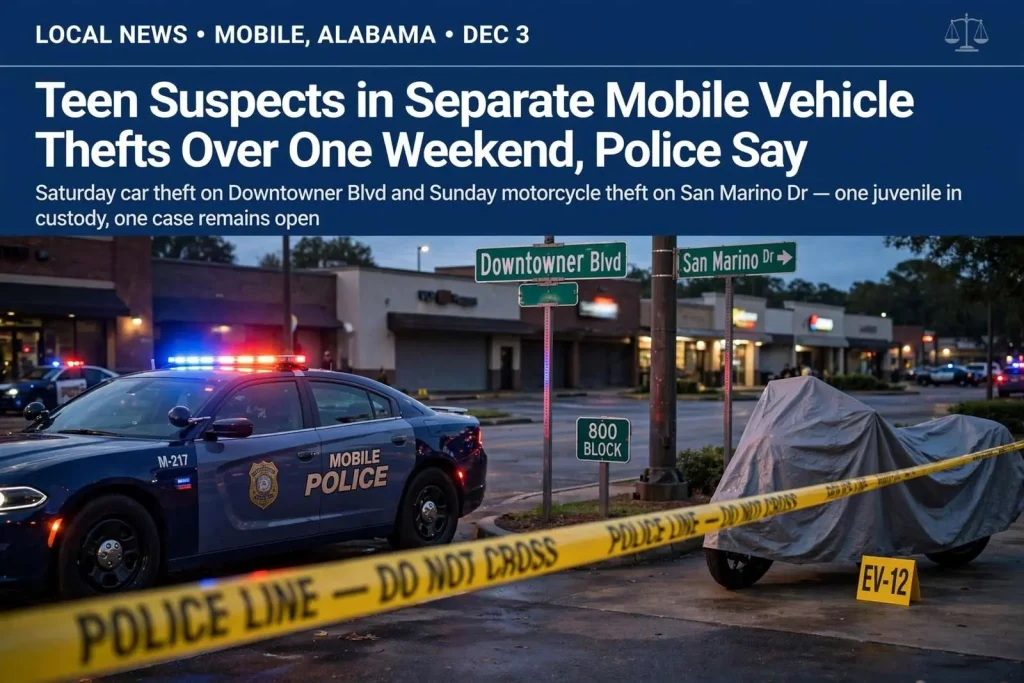 Illustration for the news story: Teen Suspects in Separate Mobile Vehicle Thefts Over One Weekend, Police Say