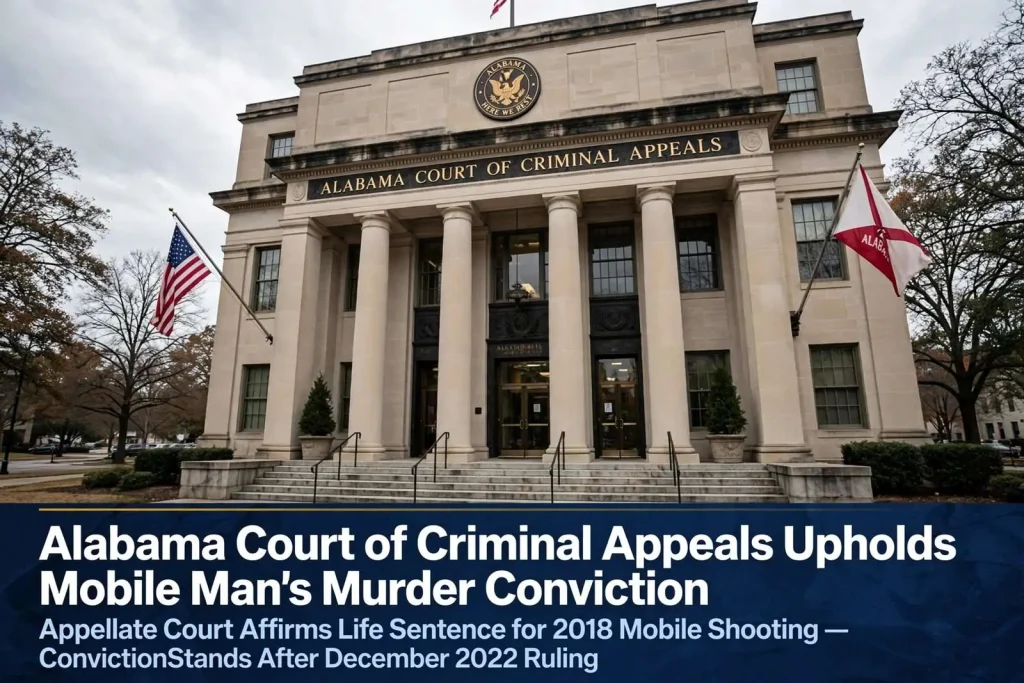 Illustration for the news story: Alabama Court of Criminal Appeals Upholds Mobile Man’s Murder Conviction