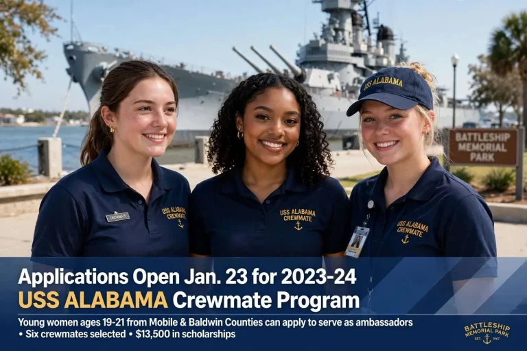 Illustration for the news story: Applications Open Jan. 23 for 2023-24 USS Alabama Crewmate Program