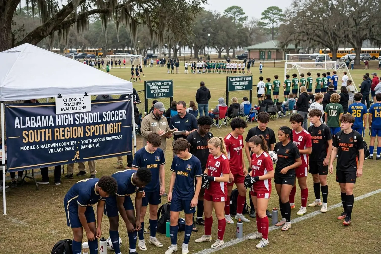 Illustration for the news story: Baldwin, Mobile County Soccer Stars Showcase Skills at Village Park Spotlight in Daphne