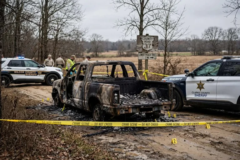 Illustration for the news story: Body Found in Burned Pickup Likely That of Missing Grove Hill Man, Clarke County Sheriff Says