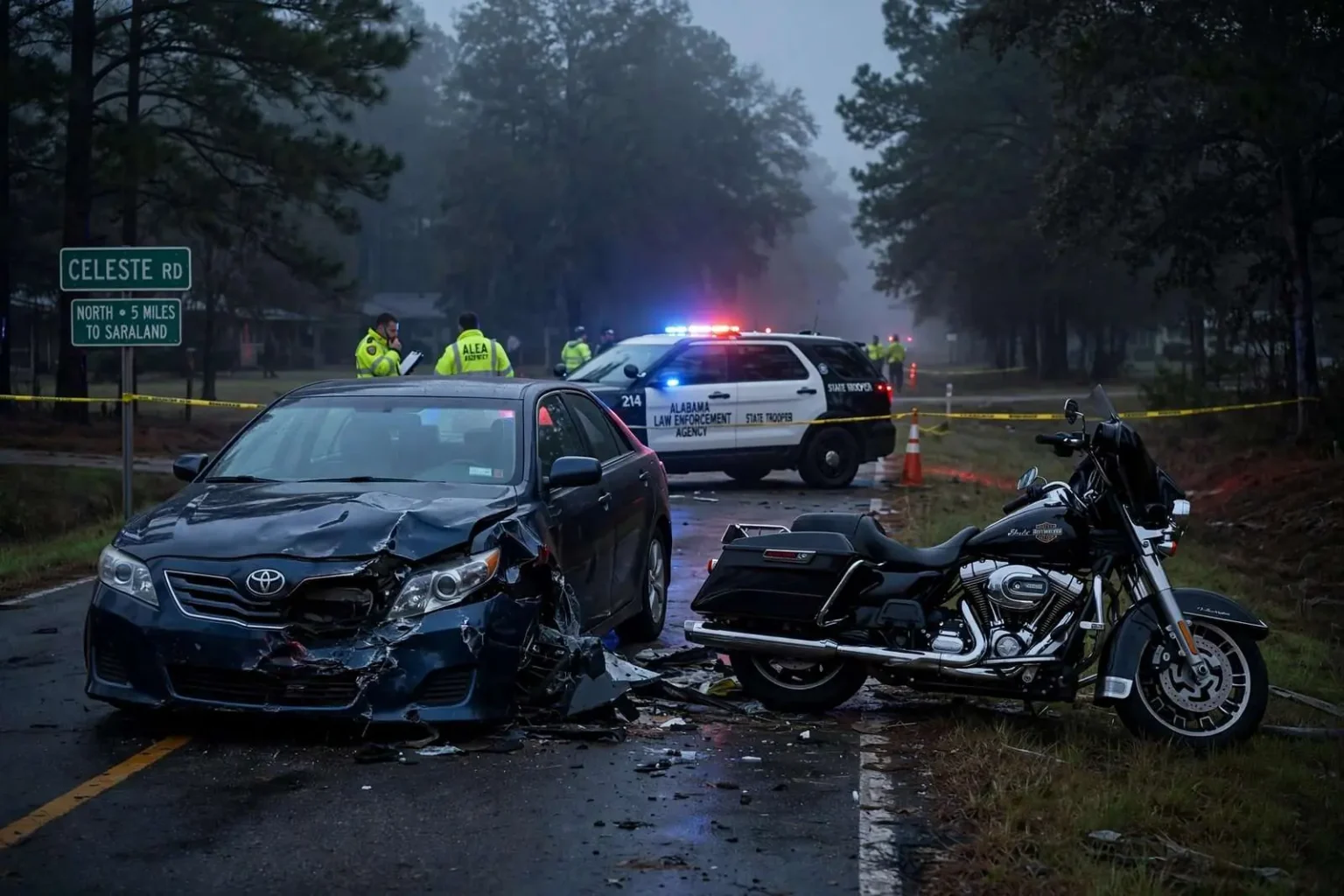 Illustration for the news story: Citronelle Man Dies After Harley-Davidson Collides With Car on Celeste Road