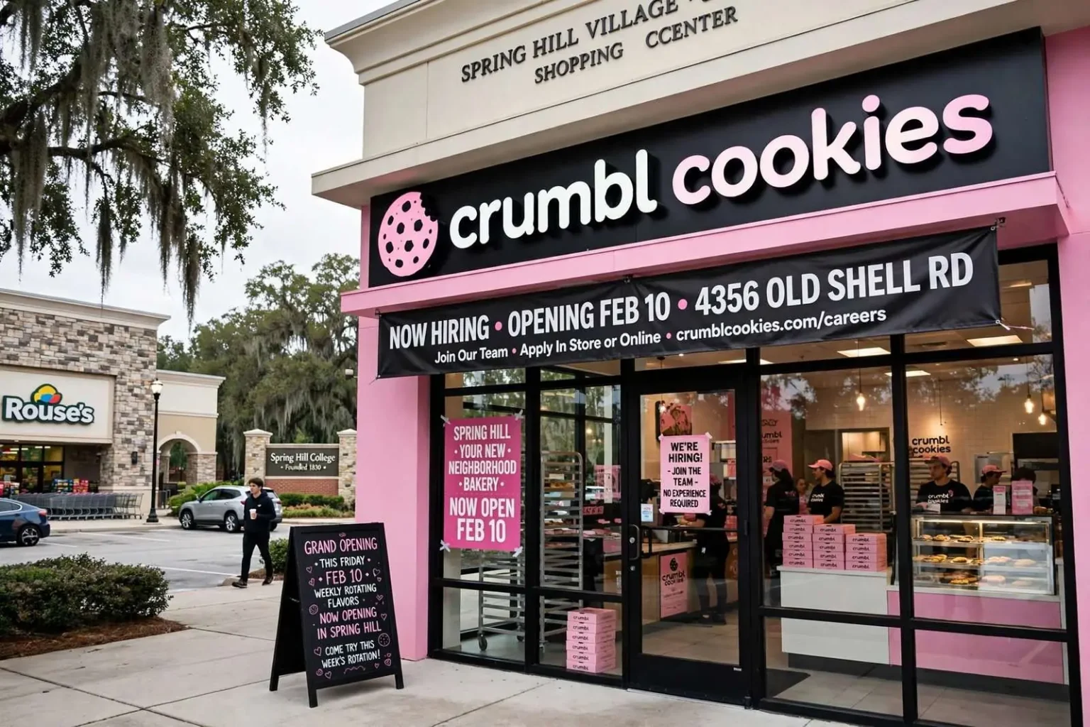 Illustration for the news story: Crumbl Cookies Set to Open Second Gulf Coast Store in Mobile’s Spring Hill