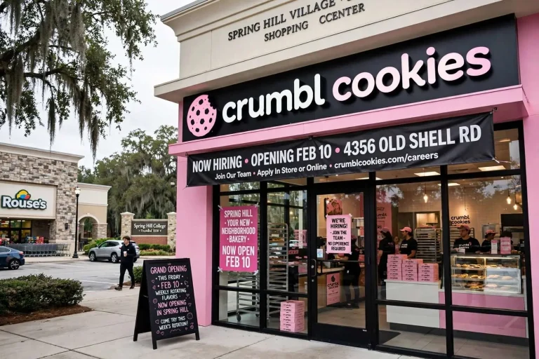 Illustration for the news story: Crumbl Cookies Set to Open Second Gulf Coast Store in Mobile’s Spring Hill