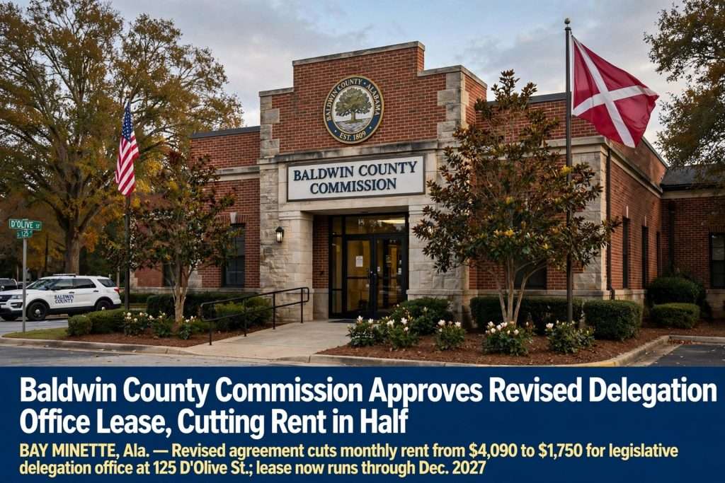 Illustration for the news story: Baldwin County Commission Approves Revised Delegation Office Lease, Cutting Rent in Half