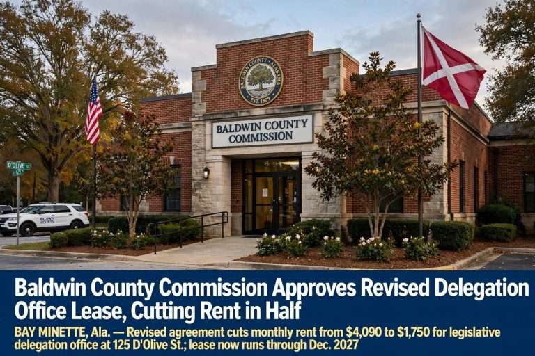 Illustration for the news story: Baldwin County Commission Approves Revised Delegation Office Lease, Cutting Rent in Half