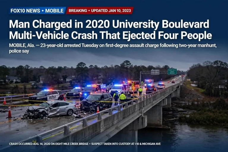 Illustration for the news story: Man Charged in 2020 University Boulevard Multi-Vehicle Crash That Ejected Four People