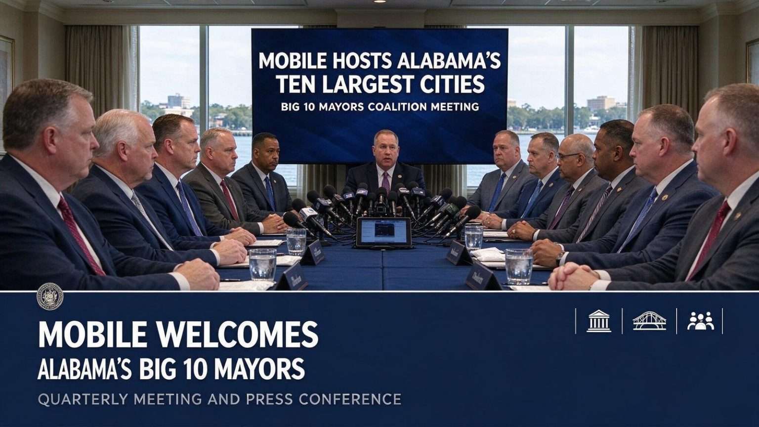 Illustration for the news story: Mobile Hosts Alabama’s Ten Largest Cities as Big 10 Mayors Convene