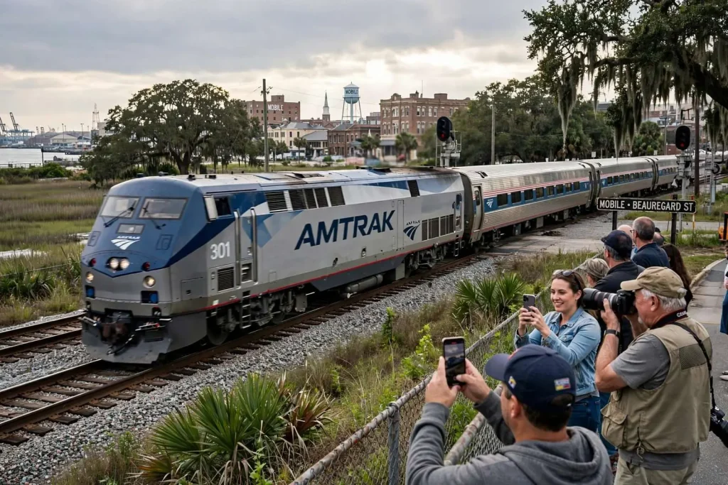 Illustration for the news story: Amtrak Rolls Through Mobile on First New Orleans-to-Mobile Training Run