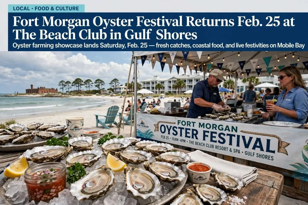 Illustration for the news story: Fort Morgan Oyster Festival Returns Feb. 25 at The Beach Club in Gulf Shores
