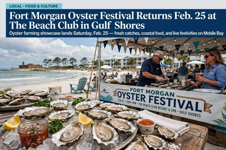 Illustration for the news story: Fort Morgan Oyster Festival Returns Feb. 25 at The Beach Club in Gulf Shores