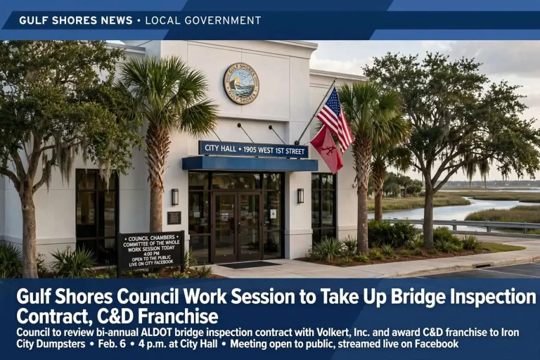 Illustration for the news story: Gulf Shores Council Work Session to Take Up Bridge Inspection Contract, C&D Franchise