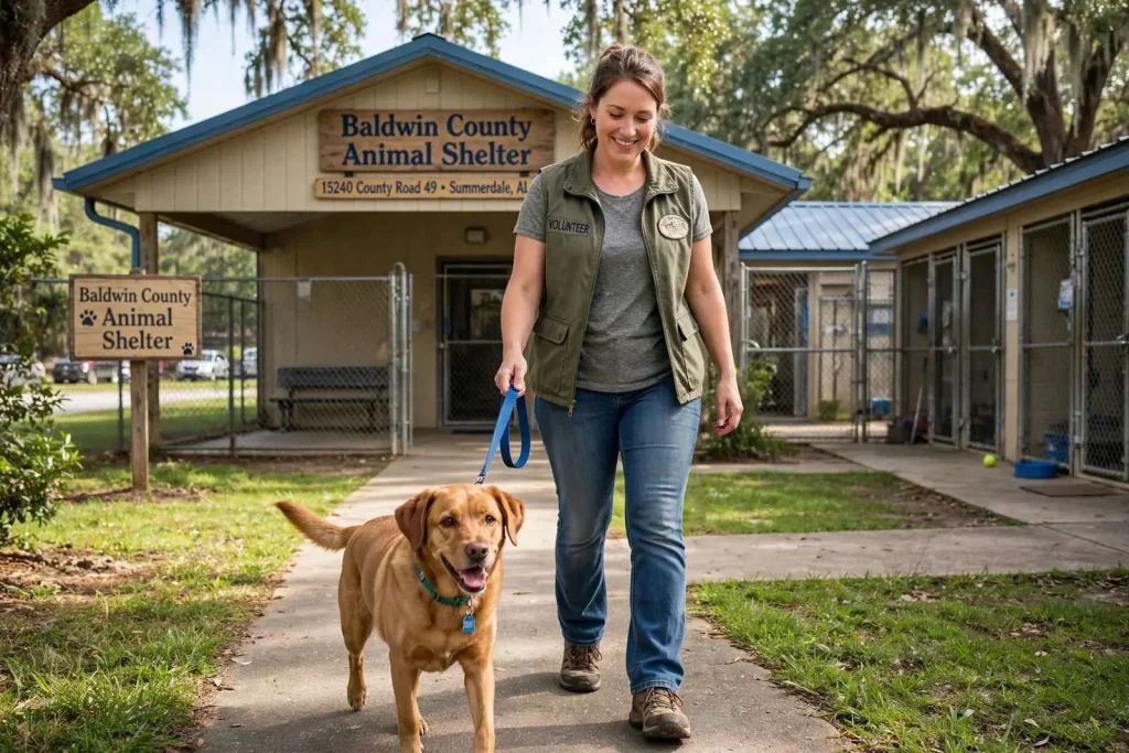 Illustration for the news story: Baldwin County Animal Shelter Seeks Volunteers to Walk and Socialize Dogs
