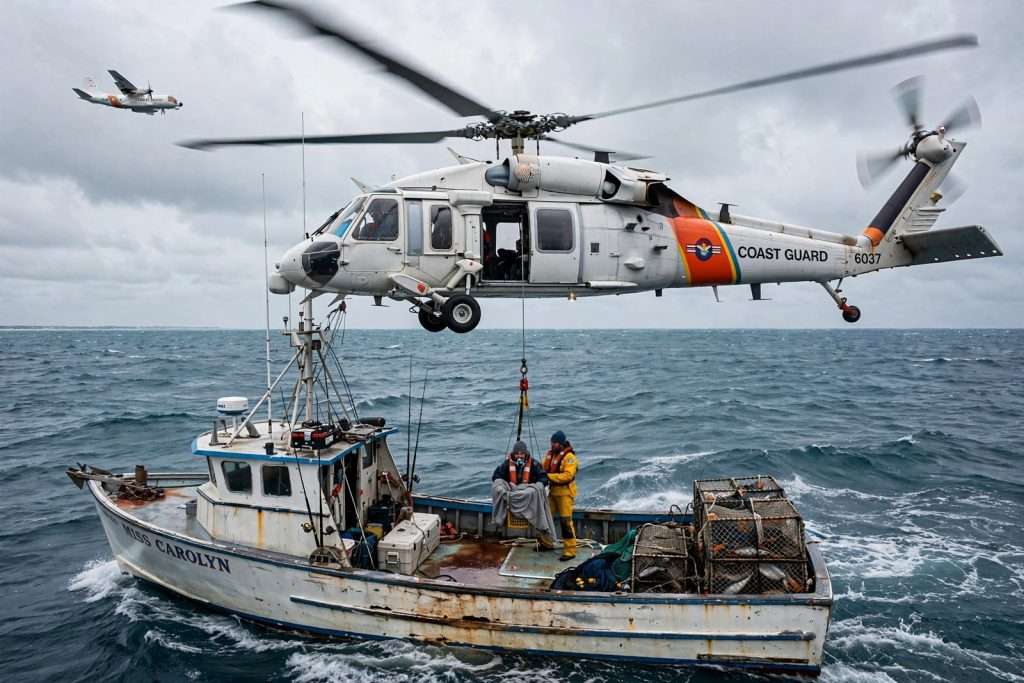 Illustration for the news story: Coast Guard Medevacs Fisherman 180 Miles Off Pensacola in Joint Gulf Rescue
