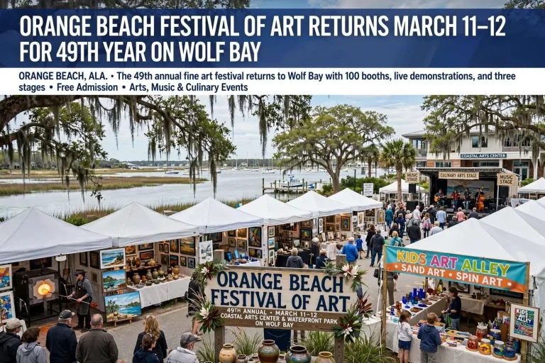 Illustration for the news story: Orange Beach Festival of Art Returns March 11-12 for 49th Year on Wolf Bay