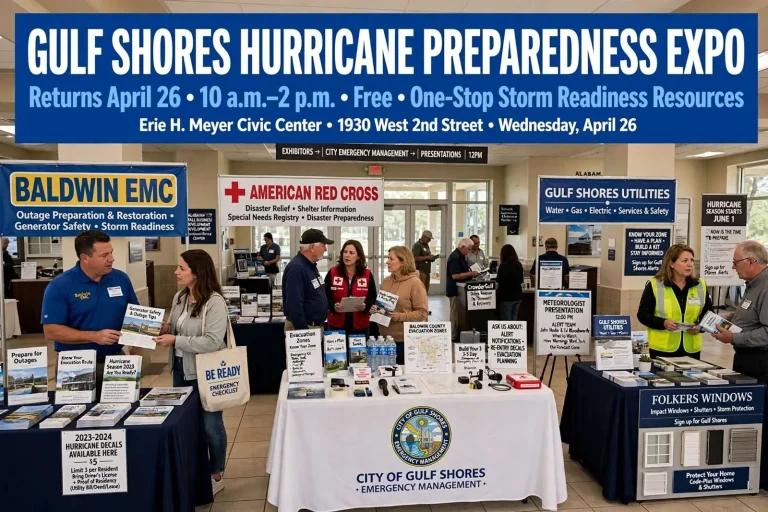 Illustration for the news story: Gulf Shores Hurricane Preparedness Expo Returns April 26 With One-Stop Storm Readiness Resources