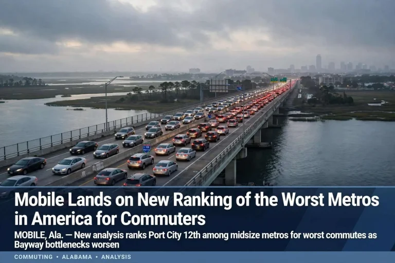 Illustration for the news story: Mobile Lands on New Ranking of the Worst Metros in America for Commuters