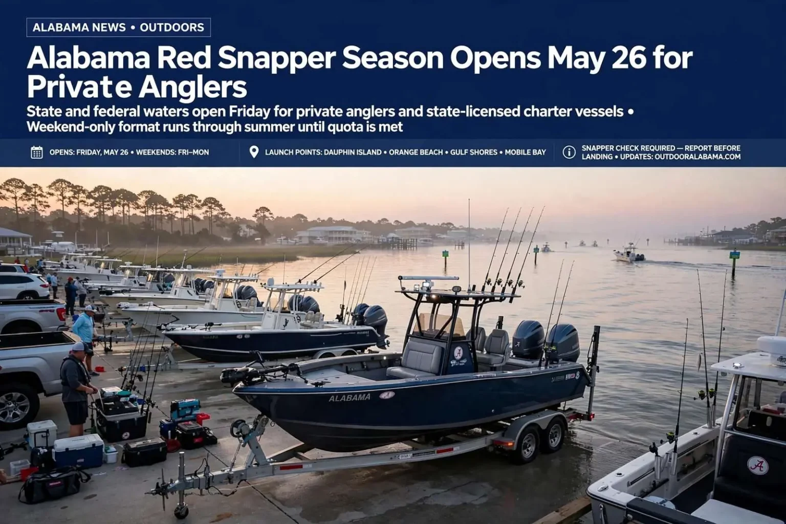 Illustration for the news story: Alabama Red Snapper Season Opens May 26 for Private Anglers