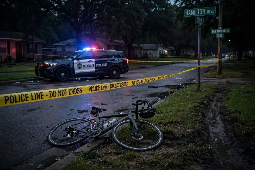 Illustration for the news story: Cyclist Run Off Road, Robbed of Bike at Gunpoint in Mobile