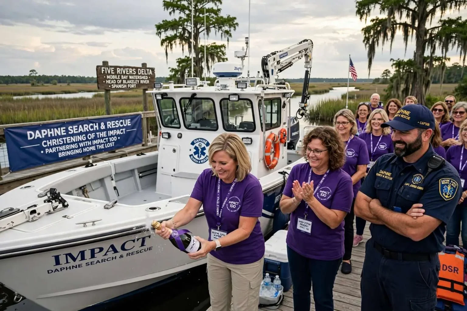 Illustration for the news story: Daphne Search & Rescue Christens New Vessel ‘Impact’ With Help From Local Women’s Giving Group