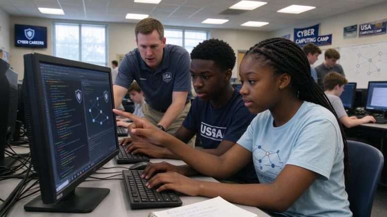 Illustration for the news story: Davidson High Students Get Hands-On Look at Cyber Careers at USA Computing Camp