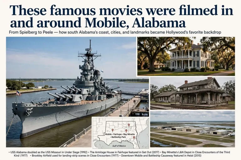 Illustration for the news story: These famous movies were filmed in and around Mobile, Alabama