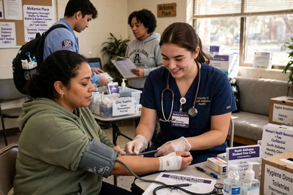 Illustration for the news story: University of South Alabama Student Free Clinic Expands Services to Women at McKemie Place