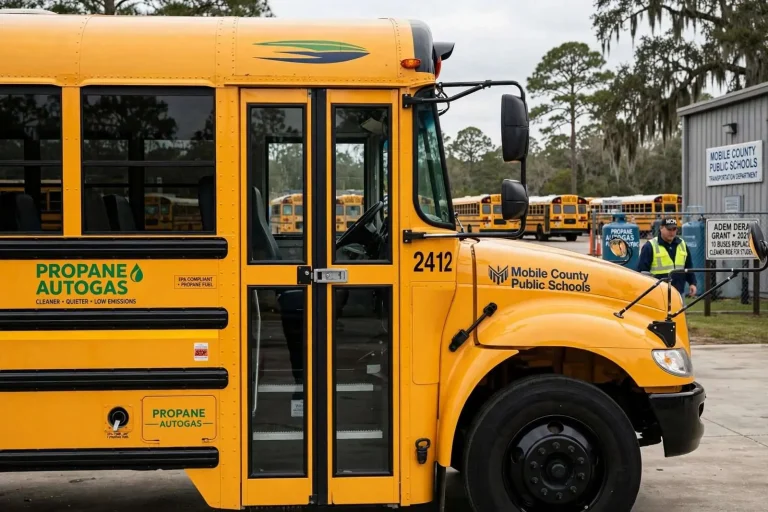 Illustration for the news story: ADEM Grant Helps Mobile County Schools Swap Diesel Buses for Cleaner Propane Fleet