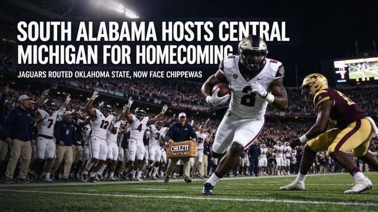 Illustration for the news story: South Alabama Hosts Central Michigan for Homecoming After Rout of Oklahoma State