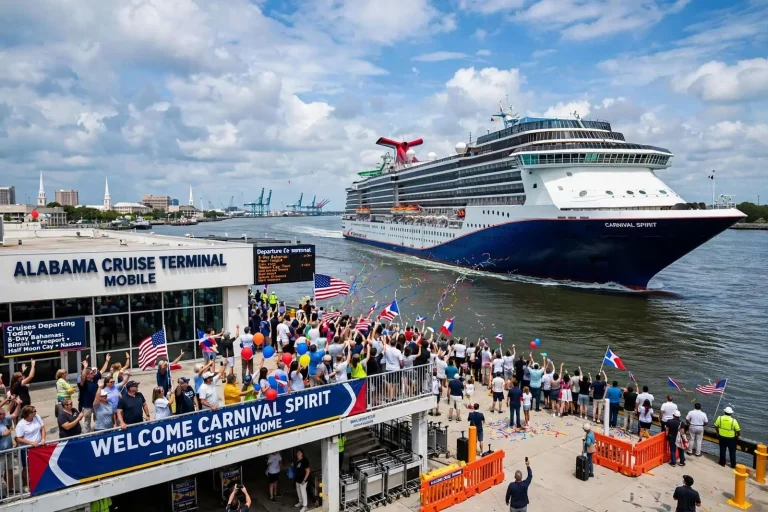 Illustration for the news story: Carnival Spirit Sails From Mobile, Marking Cruise Service’s Big Return to the Port City
