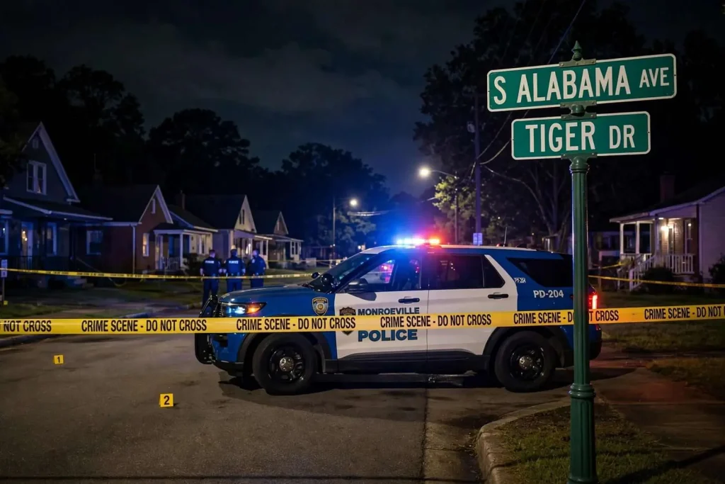 Illustration for the news story: Monroeville man charged with murder after deadly shooting on South Alabama Avenue