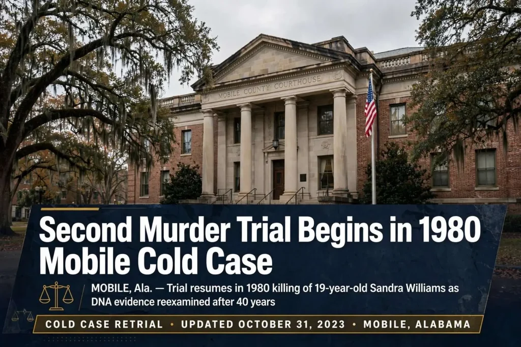 Illustration for the news story: Second Murder Trial Begins in 1980 Mobile Cold Case