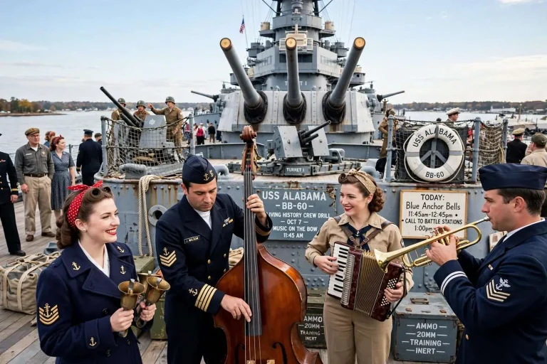Illustration for the news story: WWII Reenactors Bring the USS Alabama to Life at Living History Crew Drill