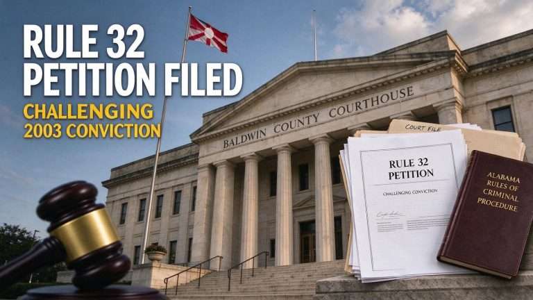 Illustration for the news story: Rule 32 Petition Filed Challenging Murray Lawrence’s Conviction in 2003 Baldwin County Killing