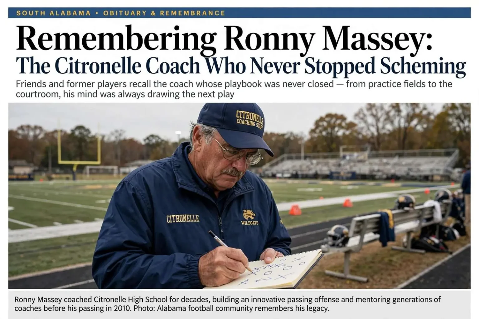Illustration for the news story: Remembering Ronny Massey: The Citronelle Coach Who Never Stopped Scheming