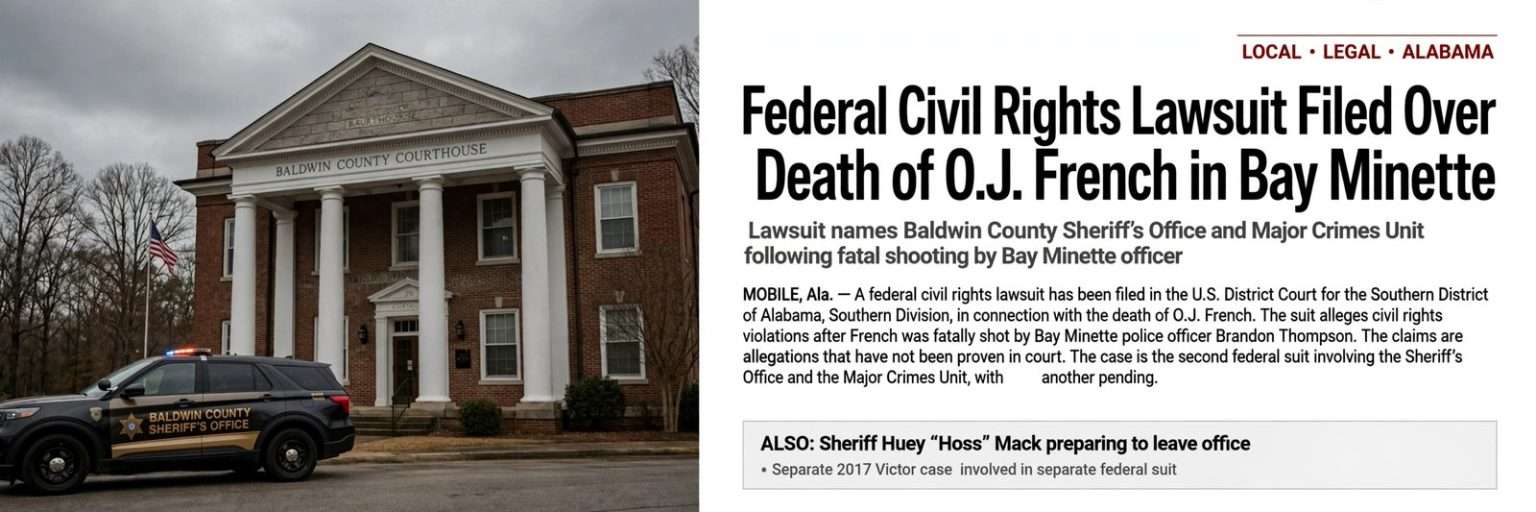 Illustration for the news story: Federal Civil Rights Lawsuit Filed Over Death of O.J. French in Bay Minette