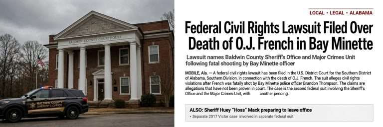 Illustration for the news story: Federal Civil Rights Lawsuit Filed Over Death of O.J. French in Bay Minette