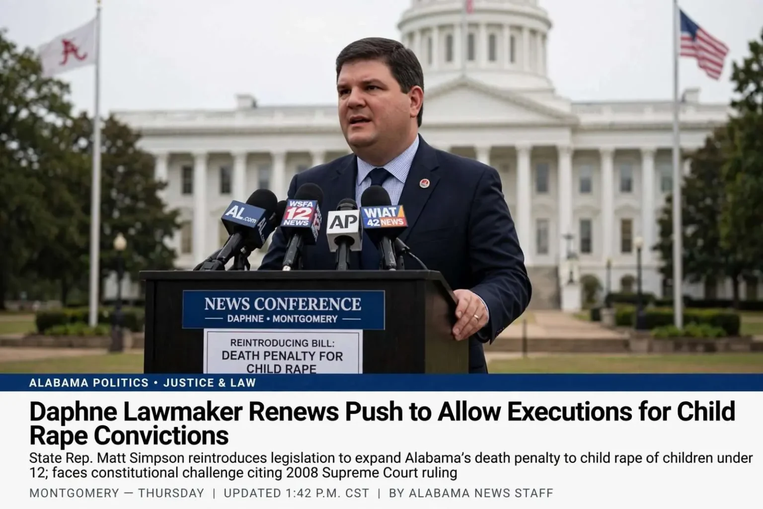 Illustration for the news story: Daphne Lawmaker Renews Push to Allow Executions for Child Rape Convictions