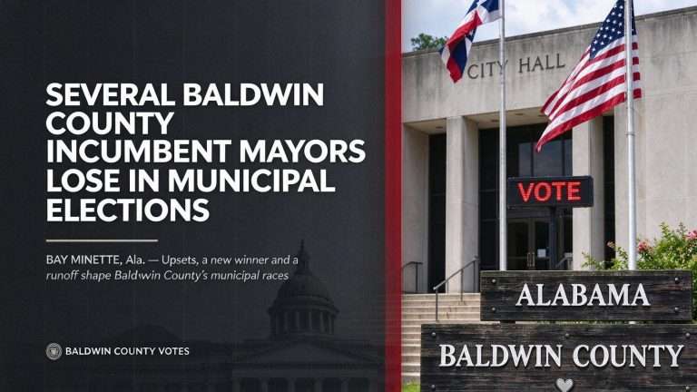 Illustration for the news story: Several Baldwin County Incumbent Mayors Lose in Municipal Elections