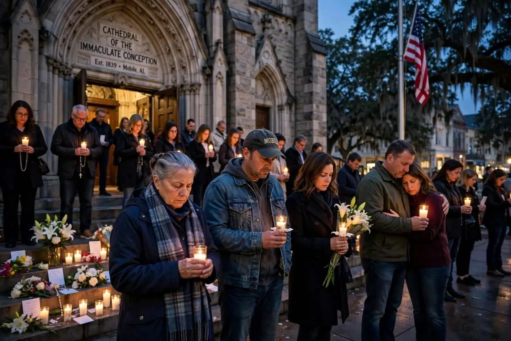 Illustration for the news story: Mobile-Area Catholics Grieve, Rally in Prayer After Minneapolis Church Shooting