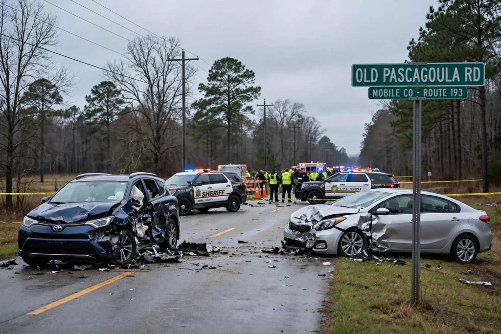 Illustration for the news story: Two Killed, Two Children Hurt in Head-On Crash on Old Pascagoula Road