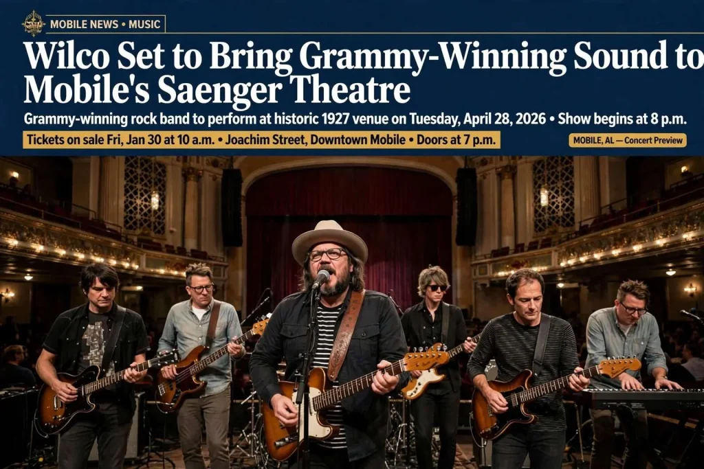 Illustration for the news story: Wilco Set to Bring Grammy-Winning Sound to Mobile’s Saenger Theatre
