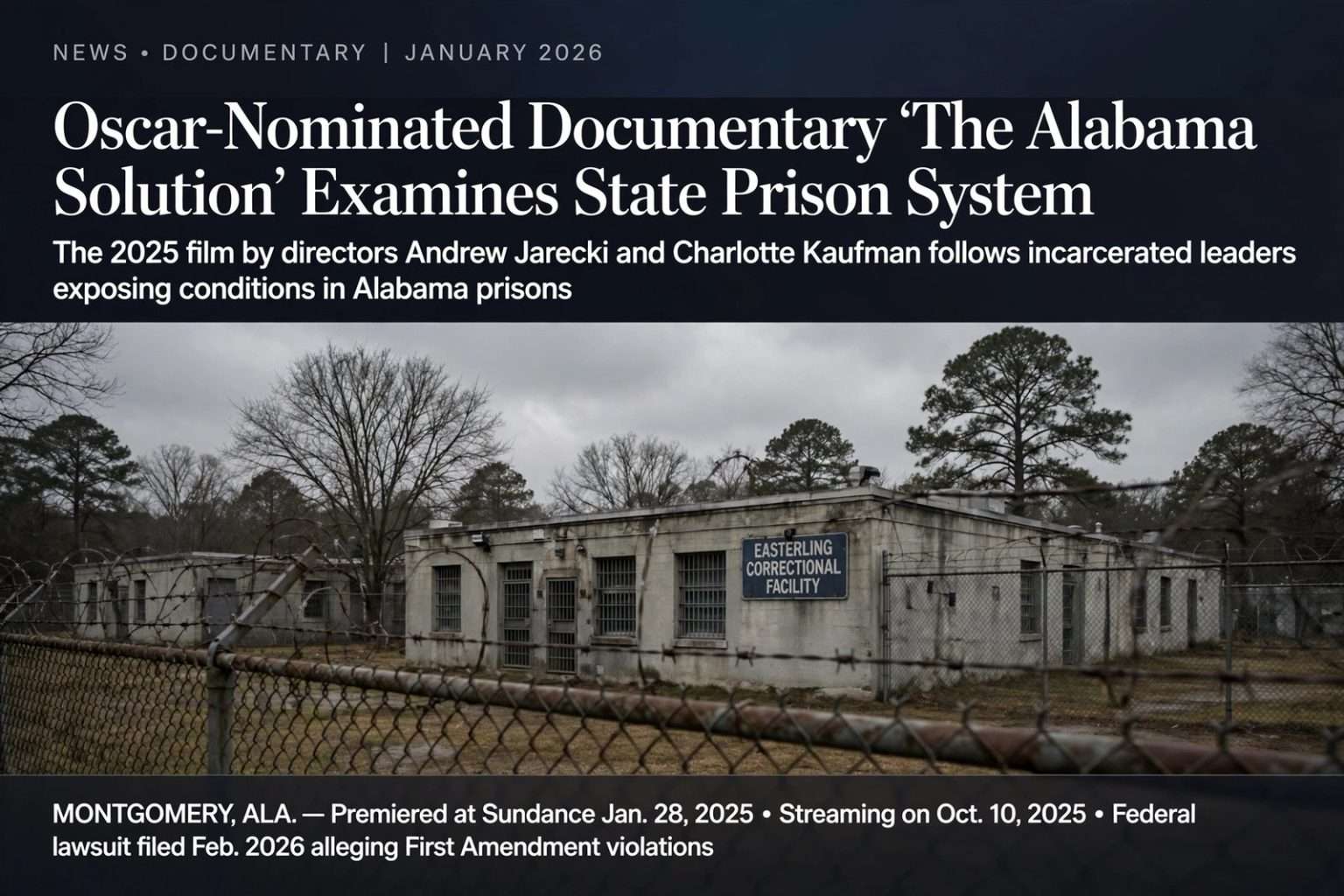 Illustration for the news story: Oscar-Nominated Documentary ‘The Alabama Solution’ Examines State Prison System
