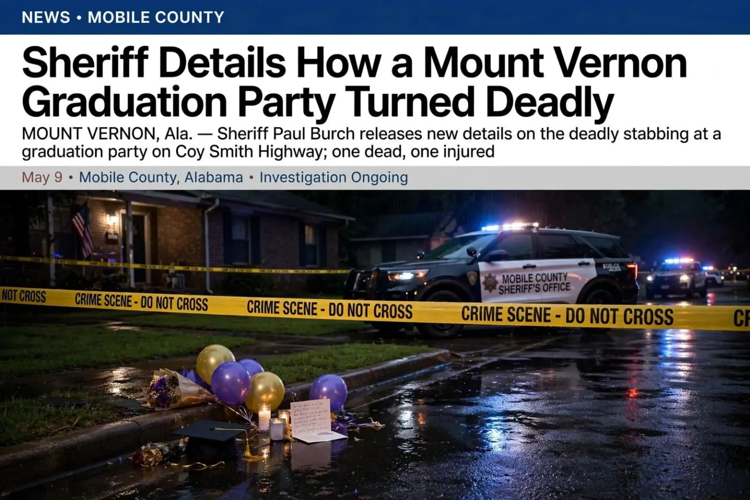 Illustration for the news story: Sheriff Details How a Mount Vernon Graduation Party Turned Deadly