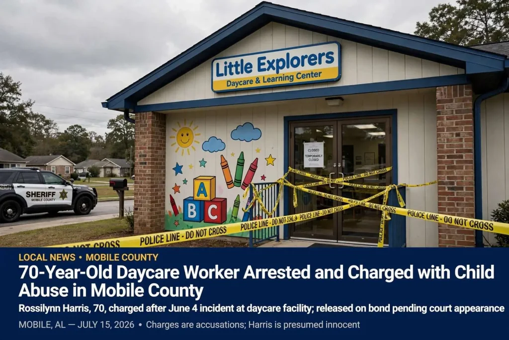 Illustration for the news story: A 70-Year-Old Daycare Worker Is Accused of Slamming a Child to the Floor and Shoving Them Into a Table