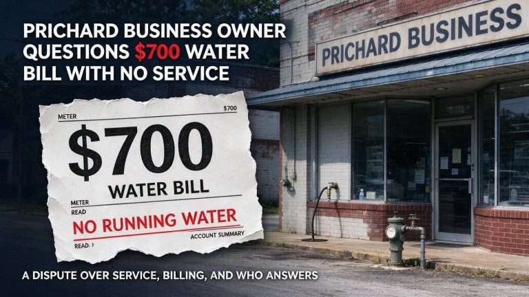 Illustration for the news story: A Prichard Business Owner Got a $700 Water Bill and No Water. Now He Wants to Know Why.
