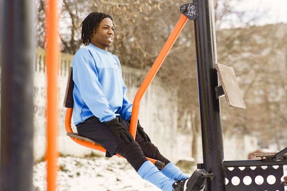 Outdoor adult fitness equipment at a public park