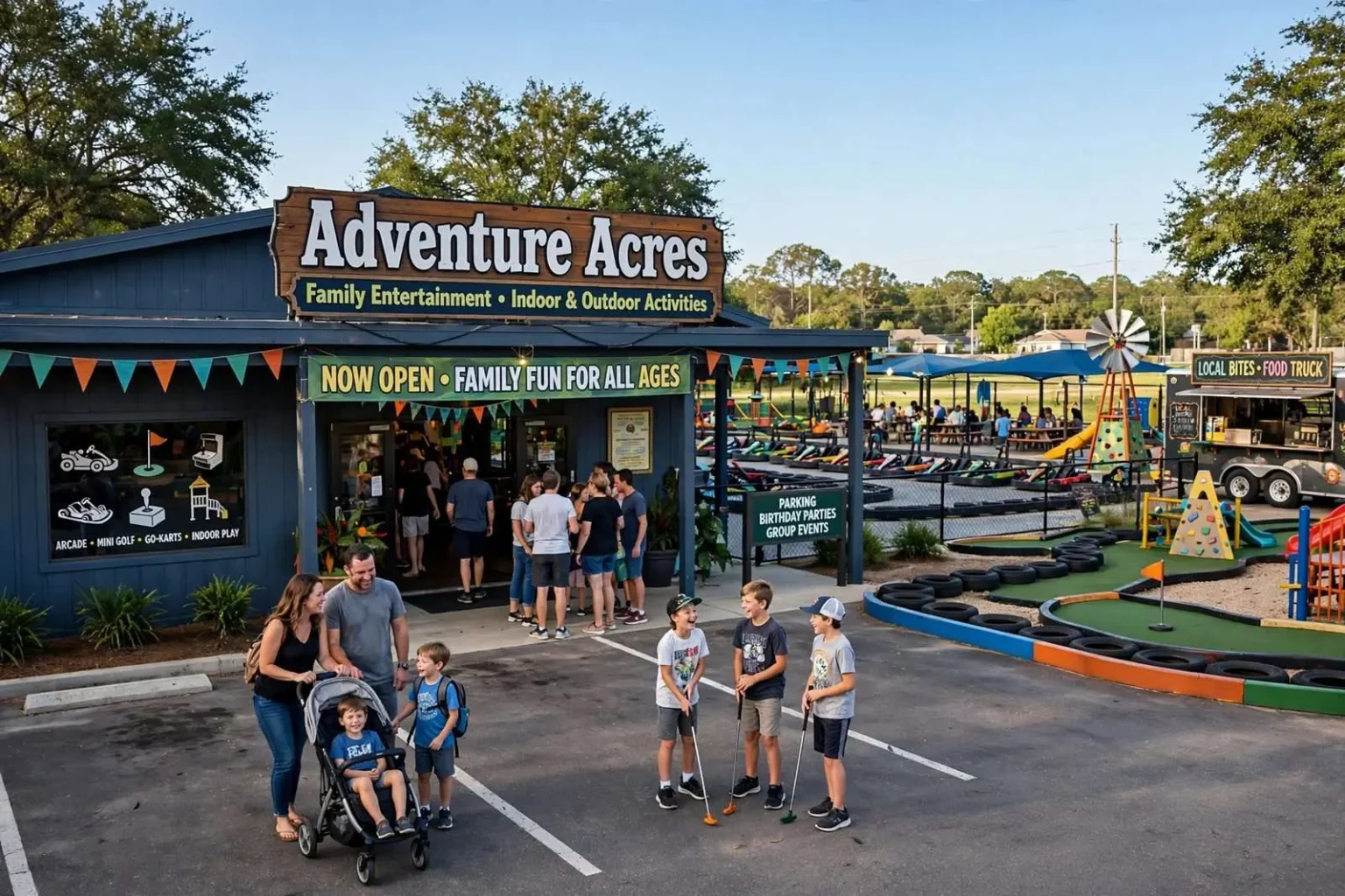 Illustration for the news story: Former Roller Rink Reborn: Adventure Acres Brings Family Entertainment Back to Grove Hill