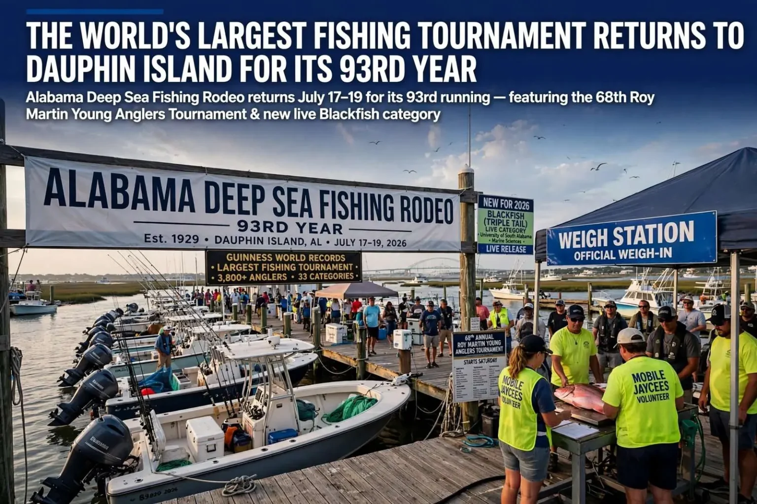Illustration for the news story: The World’s Largest Fishing Tournament Returns to Dauphin Island for Its 93rd Year